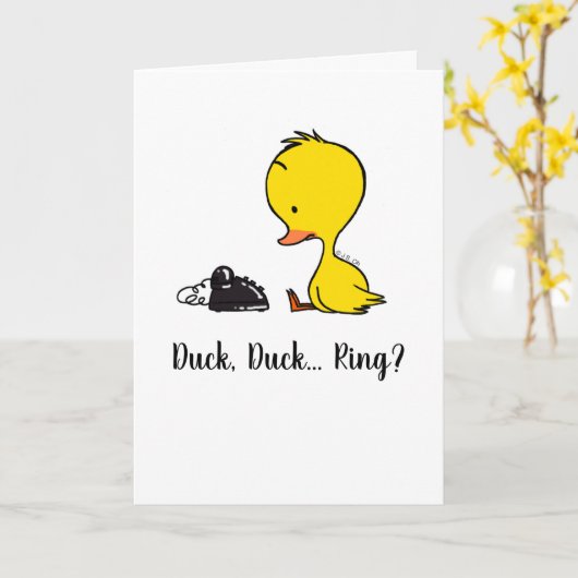 Carte Little Duck Waiting by the Phone (Fleur jaune)
