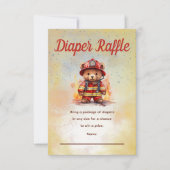Carte Little Firefighter Bear Baby Shower Diaper Raffle  (Devant)