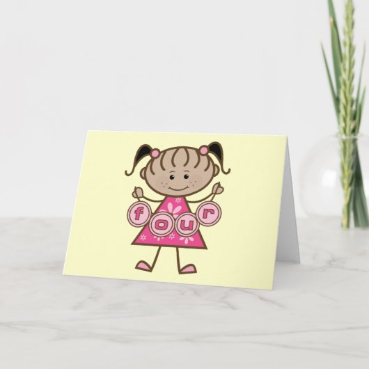 Carte Little Girl 4th Birthday Tshirts et cadeaux (Devant)