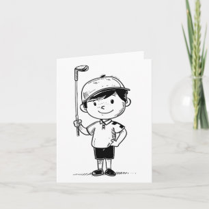 Carte Little Golf Player Line Art Pour Garçons