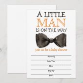 Carte Little Man Bow tie Boy Baby Shower (Devant / Derrière)