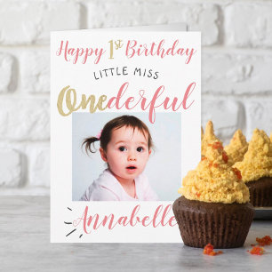 Carte Little Miss Onederful 1er Anniversaire Photo