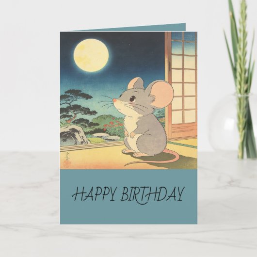 Carte Little Mouse Moon Matsumoto Hoji Style Birthday (Devant)
