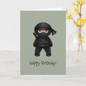 Carte Little Ninja sur Sage Green Joyeux anniversaire (Fleur jaune)