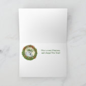 Carte Little Owls with Holiday hats Folded Greeting Card (Intérieur)