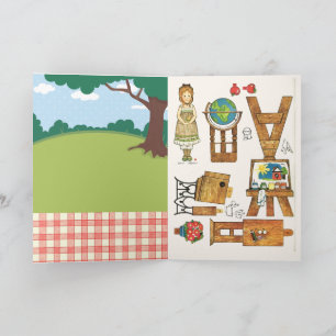 Carte Little Red Schohouse Reproduction En vichy poupée 