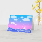Carte "Little Sailor" - Bleu Océan Bleu Clouds blancs (Fleur jaune)