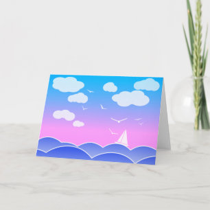Carte "Little Sailor" - Bleu Océan Bleu Clouds blancs