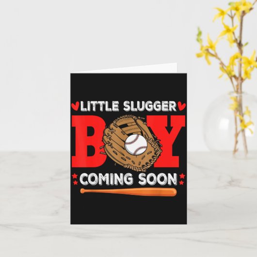 Carte Little Slugger Boy Coming Soon Baby Announcement B (Fleur jaune)
