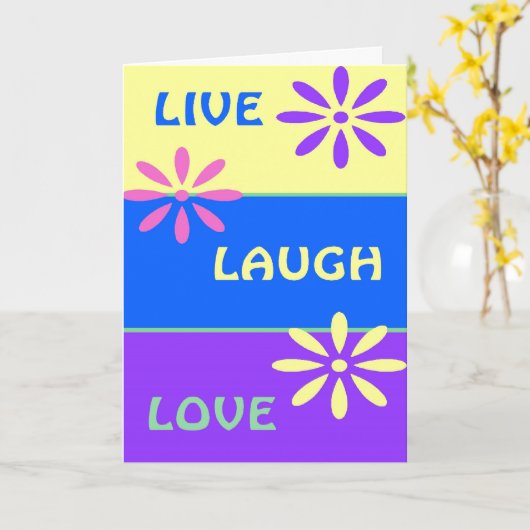 Carte Live Laugh Love (Fleur jaune)