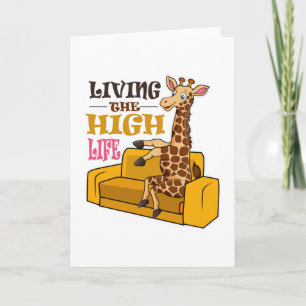 Carte Living The High Life Funny Giraffe Assis sur canap