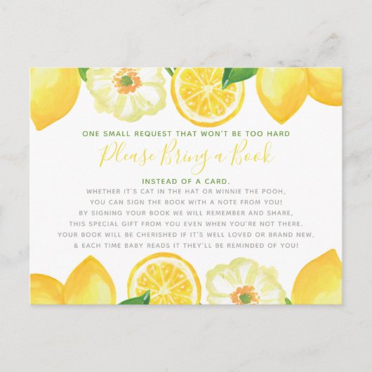 Carte Livre Bébé Fête Prénatale Citron Jaune (Devant)