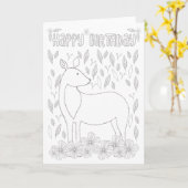 Carte Livre de coloriage de cerfs de bois Anniversaire (Fleur jaune)