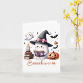 Carte Livre de lecture de fantôme Coquette Bow Halloween (Fleur jaune)