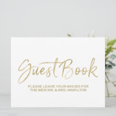 Carte Livre d'or de mariage | Lettres dorées élégantes (Debout devant)