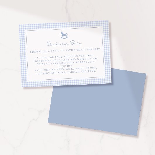 Carte Livres Cheval à Bascule Gingham Bleu pour Bé