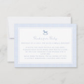 Carte Livres Cheval à Bascule Gingham Bleu pour Bé (Devant)