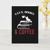 Carte Livres de chats & café (Fleur jaune)