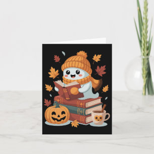 Carte Livres De Lecture De Fantôme - Halloween D'Automne