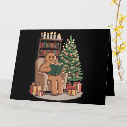 Carte Livres de lecture Rétro Gingerbread Noël Enseignan (Fleur jaune)