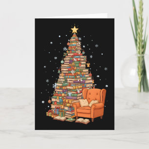 Carte Livres de Noël drôles Arbre Amoureux des livres En