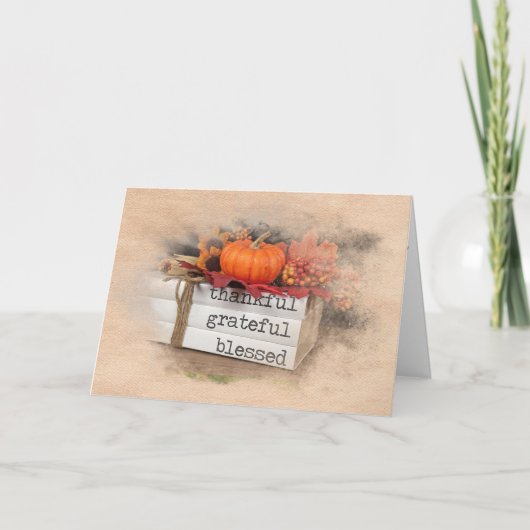 Carte Livres de Thanksgiving avec Citrouille (Devant)