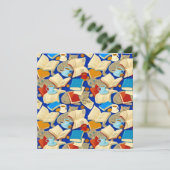 Carte Livres et chats en bleu (Debout devant)