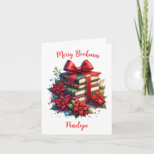 Carte Livres personnalisés et Poinsettias Joyeux Bookmas