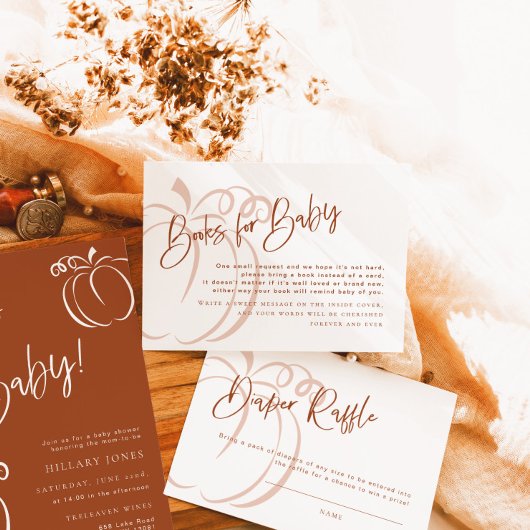 Carte Livres pour bébé Citrouille Boho Baby shower en te