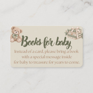 Carte Livres pour Bébé | Encart pour Baby Shower