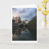 Carte Ljubljana Slovénie River Dusk Reflection Photo (Fleur jaune)