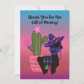 Carte Llama cadeau argent Merci avec Sombrero (Devant)