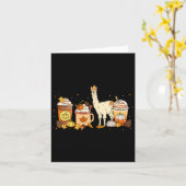 Carte Llama Café Pumpkin Spice Animal Fall Thanksgiving (Fleur jaune)