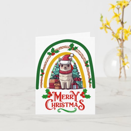 Carte Llama Christmas (Fleur jaune)