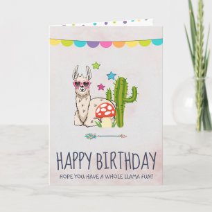Carte Llama cool en lunettes de soleil en forme de cœur