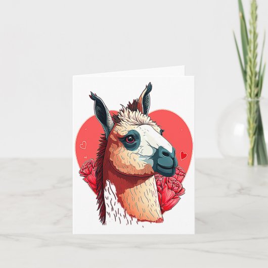 Carte Llama Cute Alpaca Valentines Day Animal  (Devant)