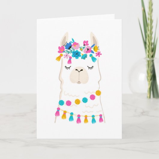 Carte Llama florale mignonne (Devant)