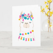 Carte Llama florale mignonne (Fleur jaune)