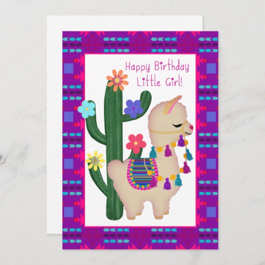 Carte Llama La Plus Casse Jamais ! Bonne Petite Fille An (Devant / Derrière)