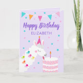 Carte Llama Nom Personnalisé Purple Joyeux Anniversaire (Devant)