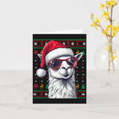 Carte Llama Santa Hat Ugly Christmas Funny Holiday Llama (Fleur jaune)