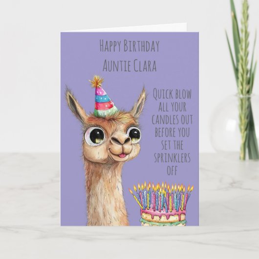 Carte Llama With Birthday Cake Birthday Card (Devant)