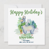Carte Llama Wreath Aquarelle Joyeuses Vacances Personnal (Devant)