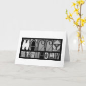 Carte L'objet marque avec des lettres l'anniversaire (Fleur jaune)