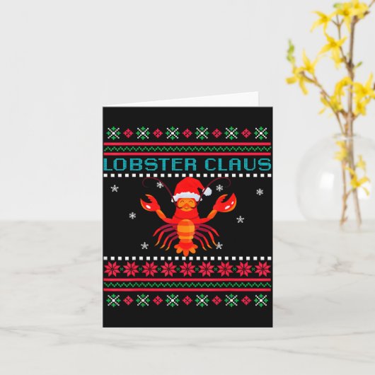 Carte Lobster Claus Ugly Sweater For Lobster Lovers On C (Fleur jaune)