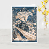 Carte Locomotive de Noël (Fleur jaune)