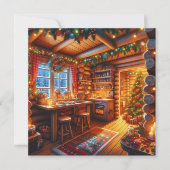 Carte Log Cabine Cuisine Festin Noël décoré (Devant)