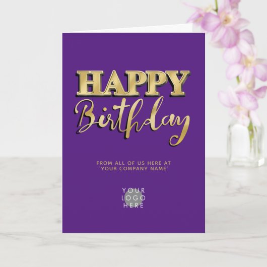 Carte Logo 3d Gold Letting Business Anniversaire violet (Orchidée)