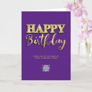 Carte Logo 3d Gold Letting Business Anniversaire violet