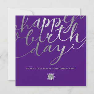 Carte Logo Argent Script Lettrer Chic Purple Anniversair